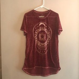 Maroon Aztec tee